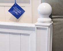 White Cannonball Top Cottage Beadboard Queen Bed