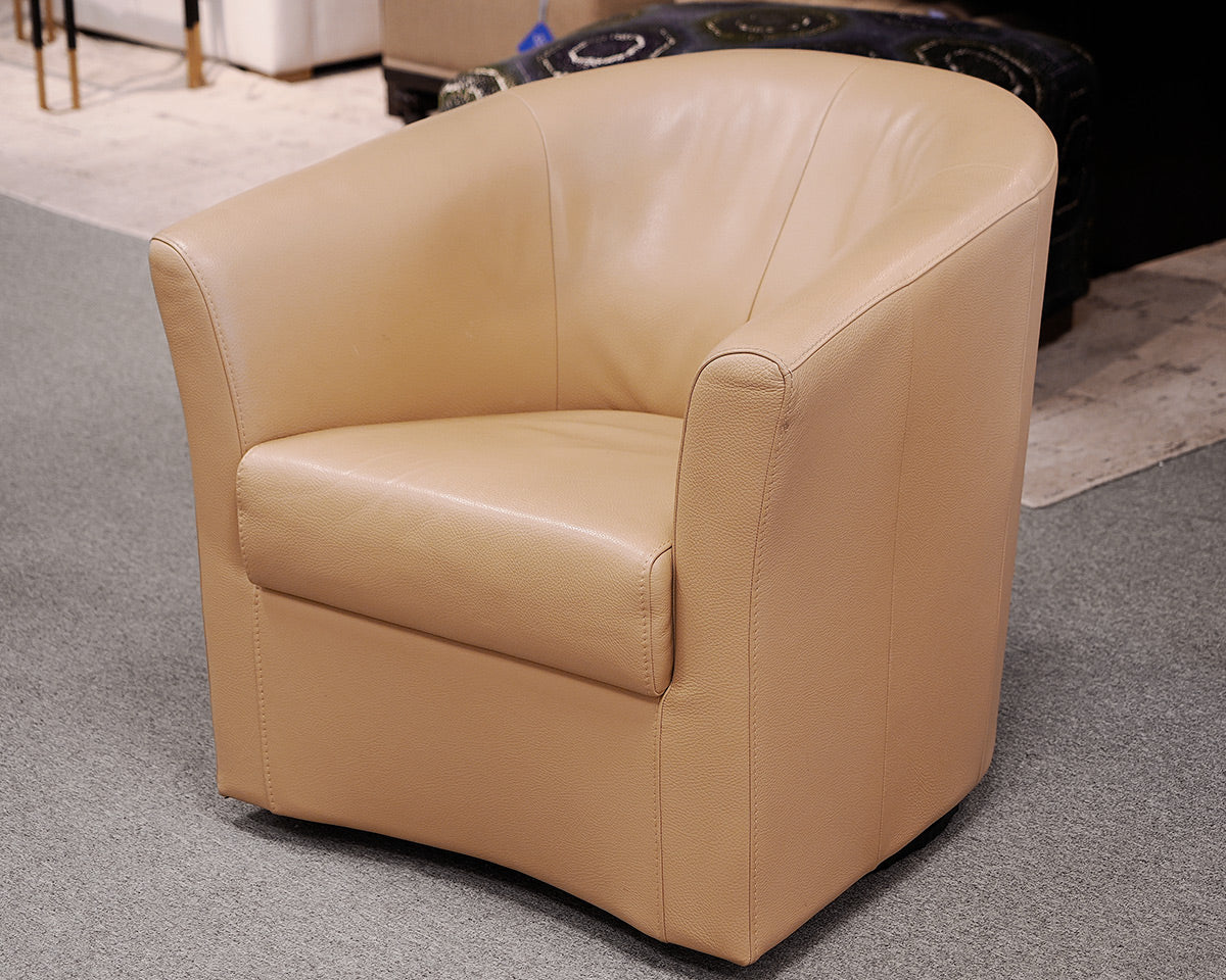 ROM Khaki Leather Swivel Chair