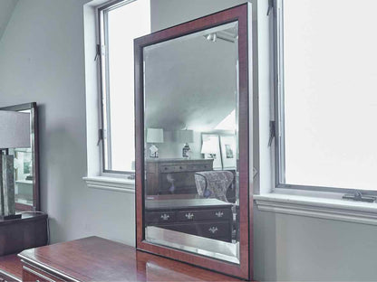 Drexel Inlaid Burlwood Seven Drawer Dresser & Mirror