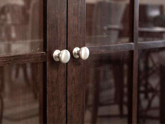 Ethan Allen Dark Stain 2 Pane Door Display Cabinets