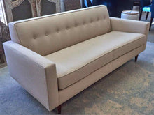 Sand Color Upholstered Bench Cushion Sofa with Button Back