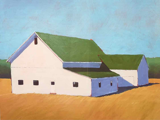 "Homestead Barn II B" Matted Print in Distressed Dark Wood Frame