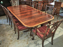 Ethan Allen Banded Mahogany Dining Table & Set of 8 Chairs