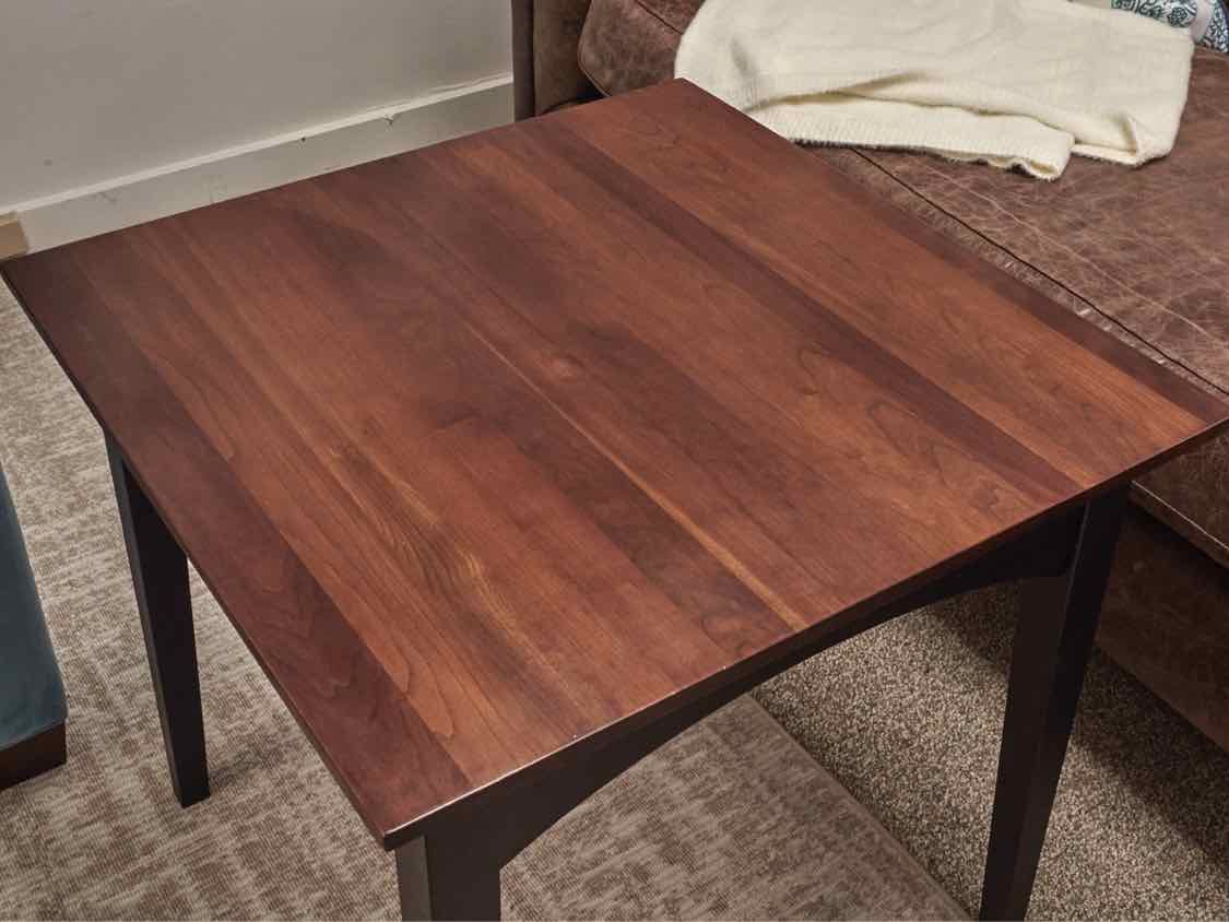 Ethan Allen Cherry Top Side Table with Black Base