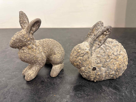 Pair of Rustic Ceramic Rabbits