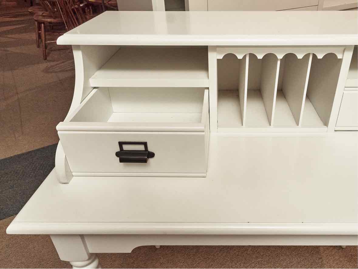 White Writing Desk with Storage Top