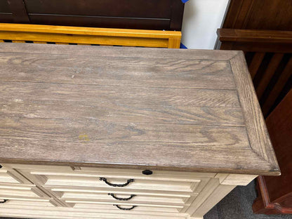 Distressed 9-Drawer Dresser in Off-White