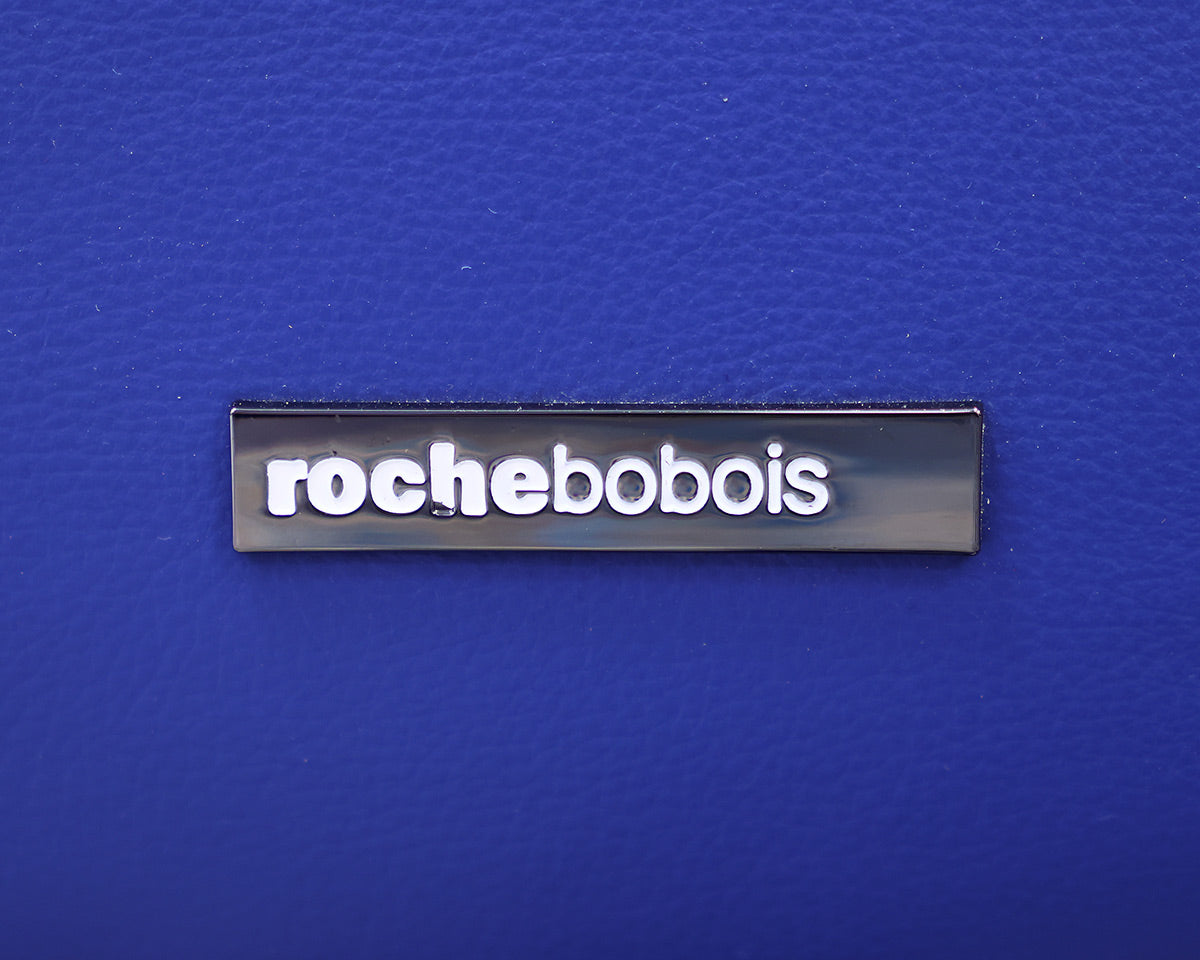 Roche Bobois Tangram Swivel Chair in Cobalt Blue Leather