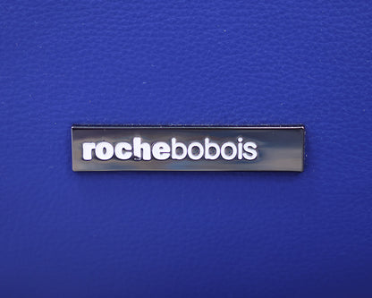 Roche Bobois Tangram Swivel Chair in Cobalt Blue Leather
