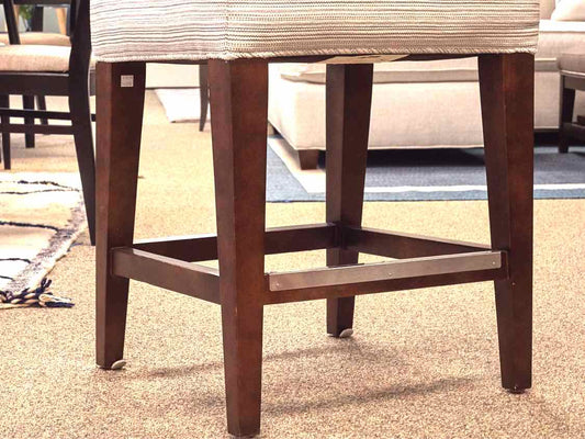 Lee Industries Counter Stool in Ivory & Grey Stripe Upholstery