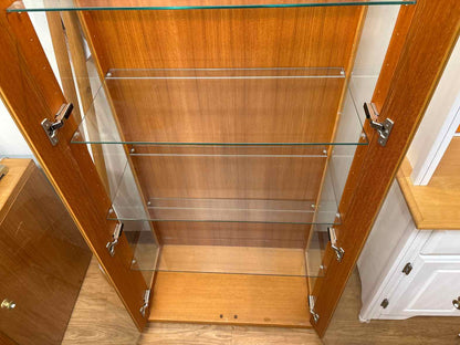 Lighted Teak Display Cabinet