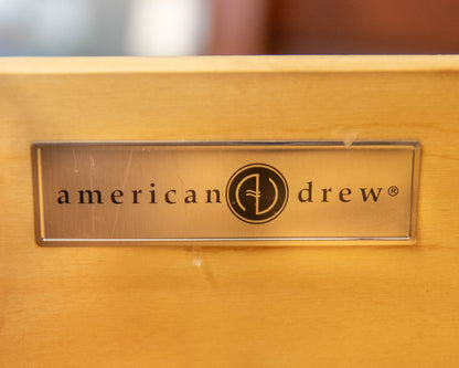 Pair of American Drew 4-Drawer Bedside Chests in Cherry with Brass Pulls