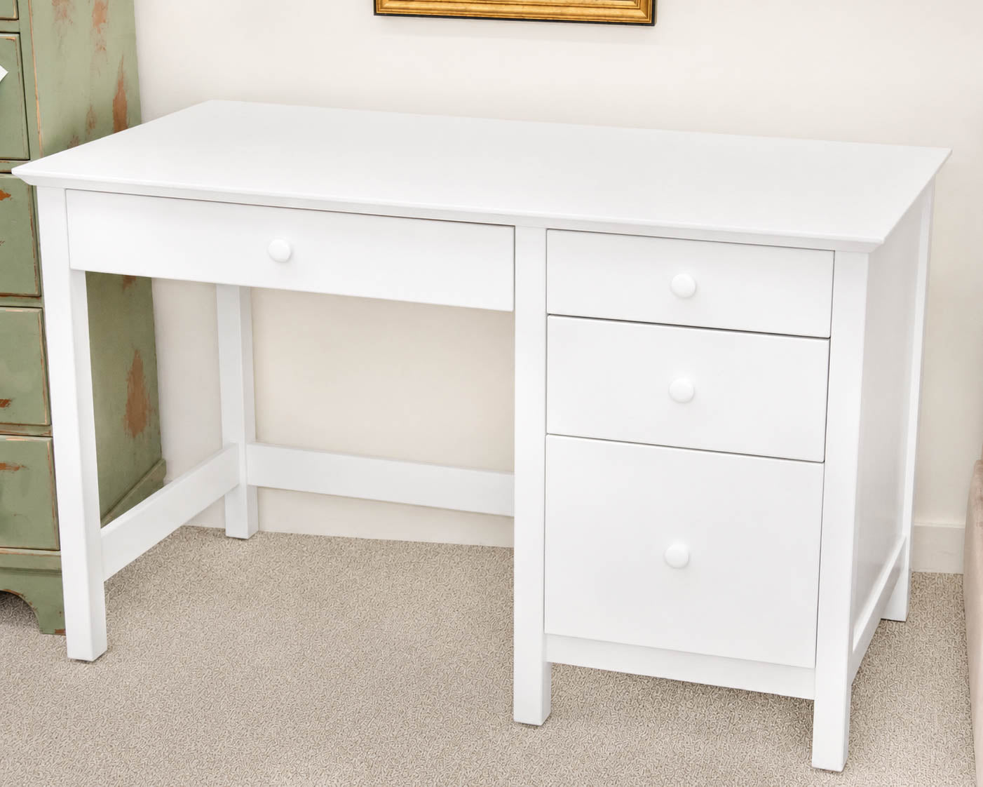 Vermont Tubbs White Finish Four Drawer Desk