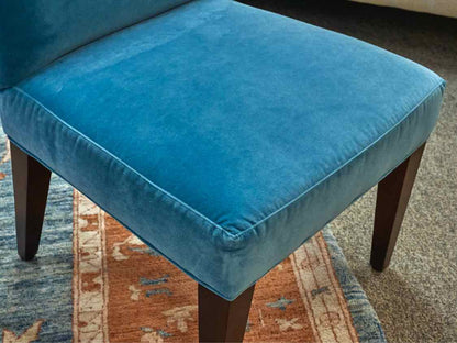 Set of 8 Lee Aqua  Blue Performance Fabric  Dining Side Chairs