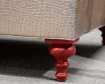 Silver Crocodile Vegan Leather Ottoman
