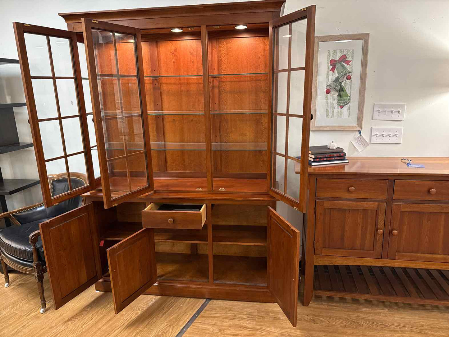 Ethan Allen Cherry Lighted Hutch