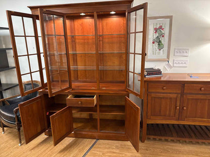 Ethan Allen Cherry Lighted Hutch