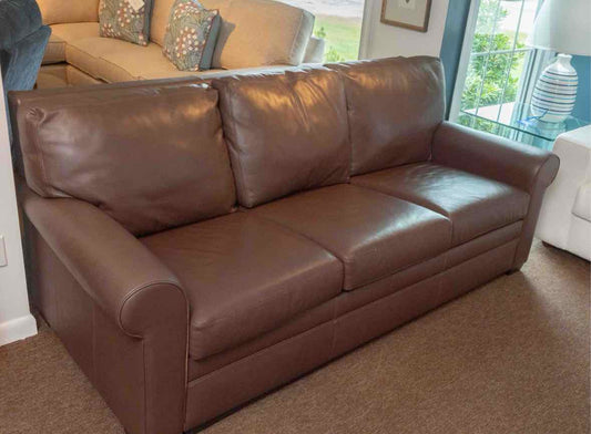 American Leather Espresso Brown Leather 3 Cushion  Queen Sleeper Sofa