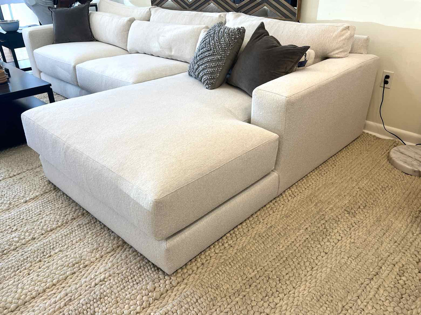 Crate & Barrel 'Lounge' White Sofa w/ Chaise