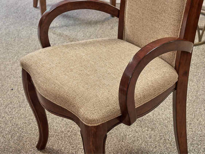 Dining Table in Inlaid Cherry Stain & Set of Eight Dining Chairs