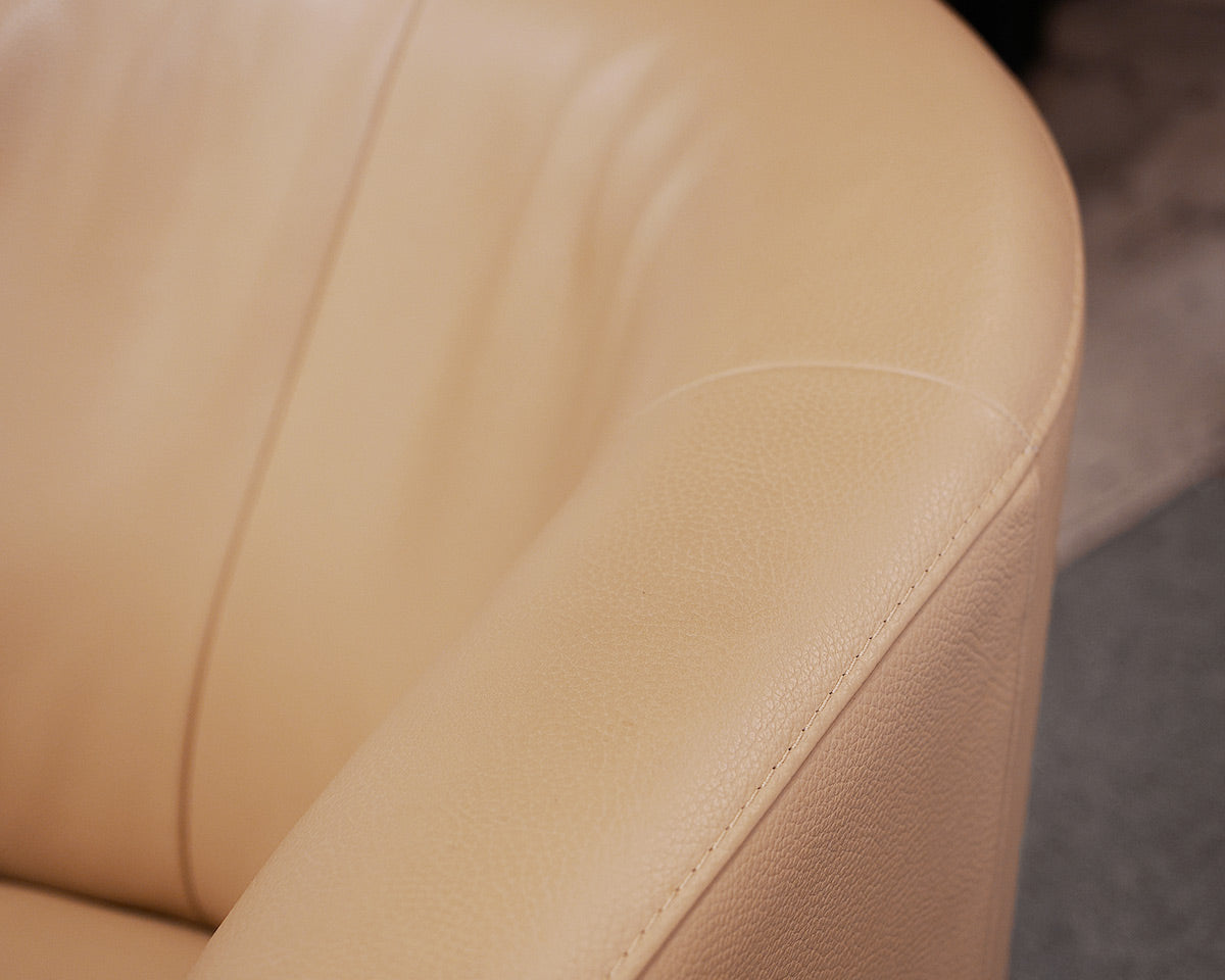 ROM Khaki Leather Swivel Chair