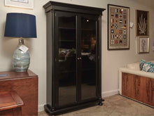 Two Glass Door 5 Shelf Black Finish Bookcase Cabinet