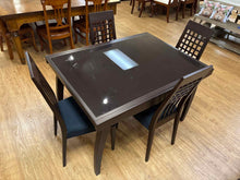 Calligaris Espresso Glass Top Dining Table & Set of 4 Trellis Back Chairs