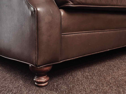 Leather 3 Cushion Sofa In Dark Chocolate