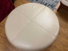 Faux Leather Ottoman w/ Oak Base