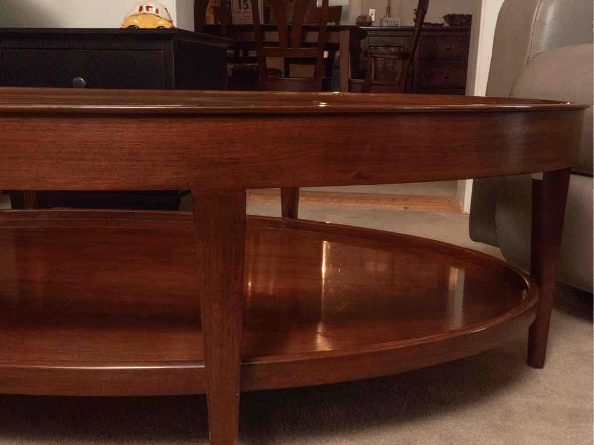 Henredon Mahogany Glass Top Oval Cocktail Table