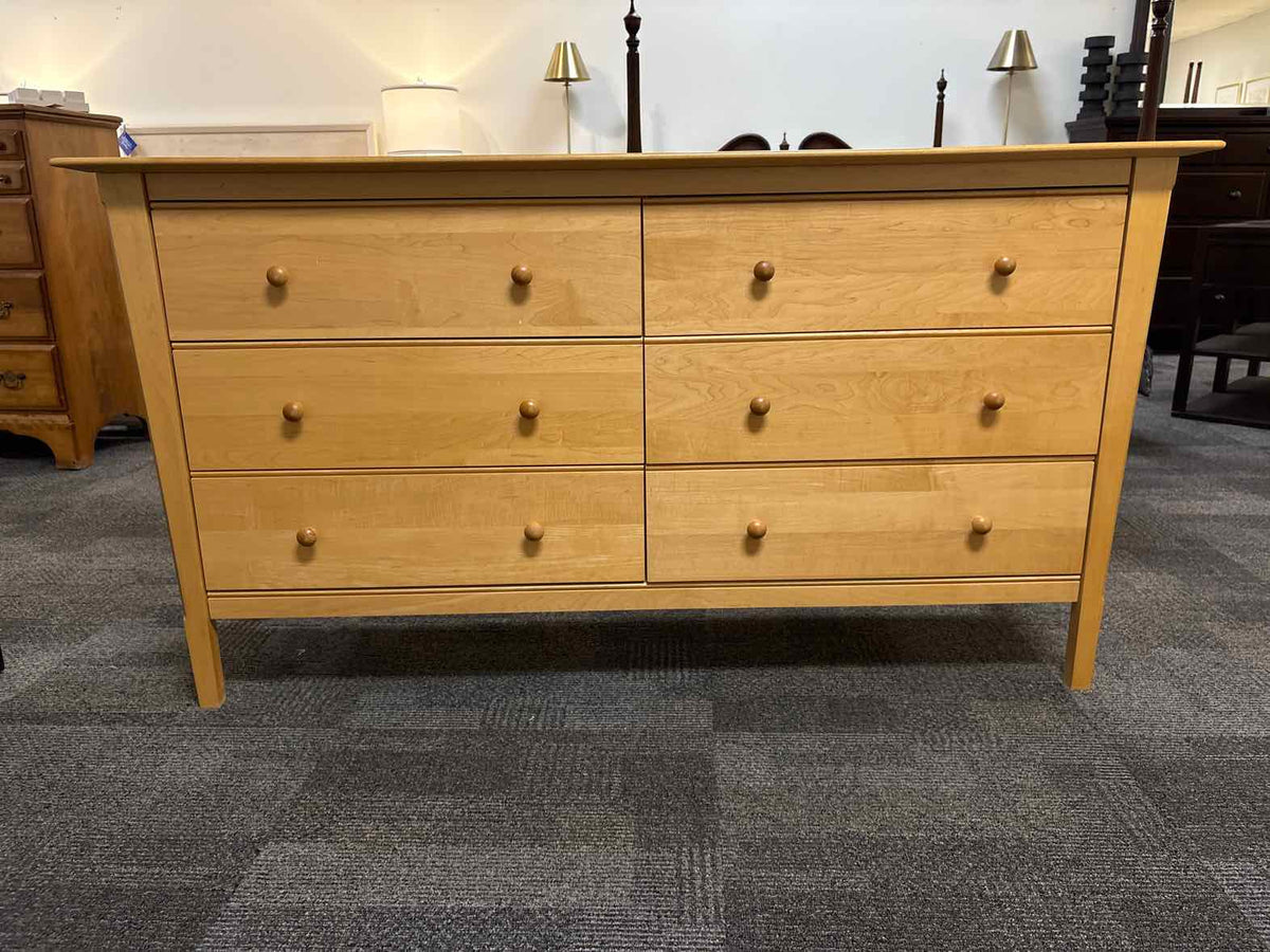 Maple six drawer Dresser w/ wooden knobs