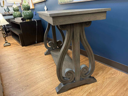 Scrolled Base Console Table in Distressed Finish