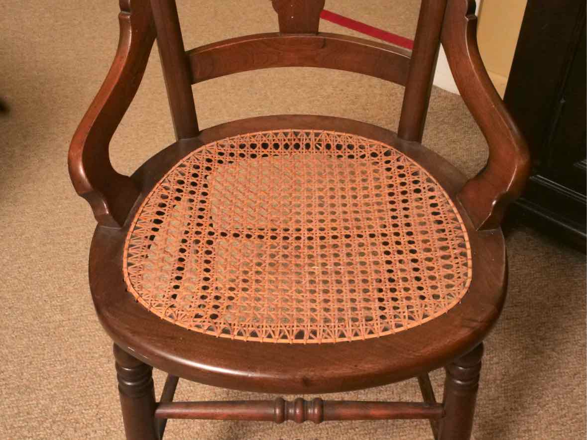 Antique Walnut Cane Seat Accent Chair