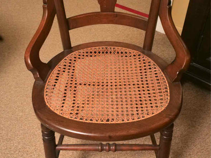 Antique Walnut Cane Seat Accent Chair