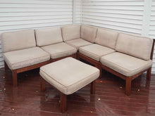 Pottery Barn 5 Piece Teak Frame Outdoor Sectional & Ottoman