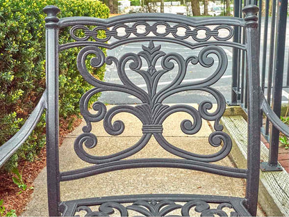 Black Cast Aluminum Outdoor Dining Set with 9 Arm Chairs