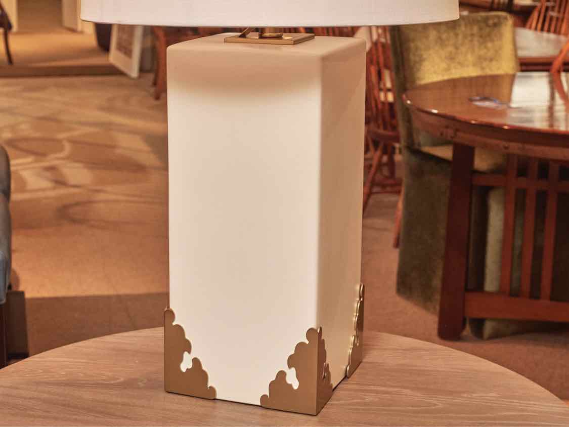 Caspian Ceramic Table Lamp With Brass Accents & Shade