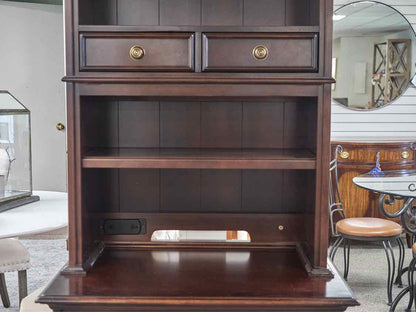 Stanley Cherry Two Piece Lighted Bookcase