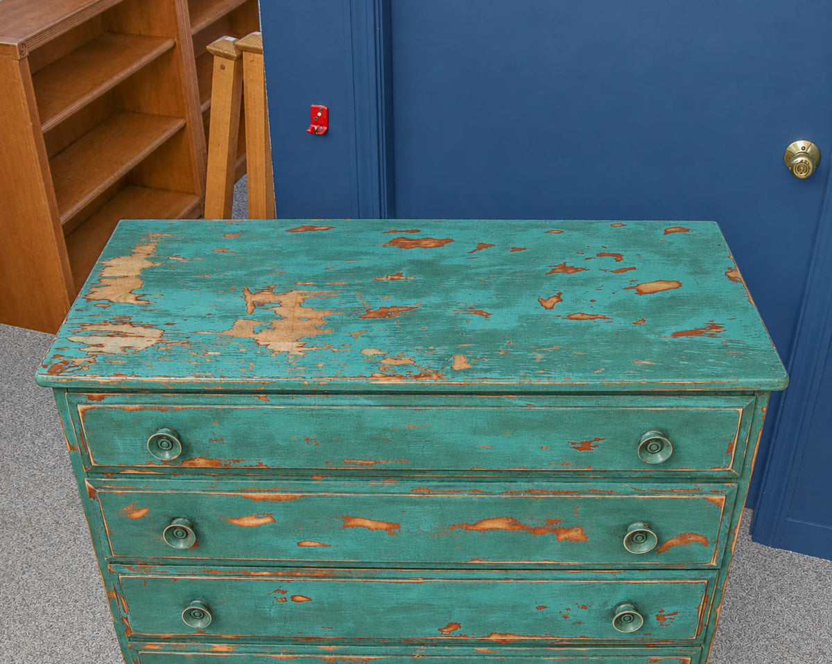 Four Drawer Dresser in Distressed Turquoise Finish