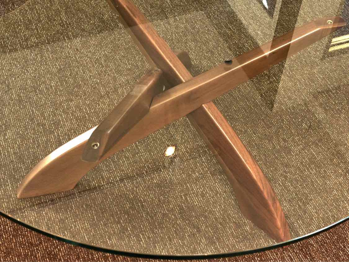 Copeland Round Glass Teak Base  Cocktail Table