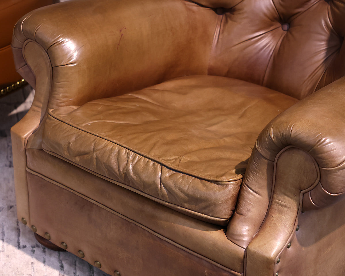 Restoration Hardware Leather Tufted Chair