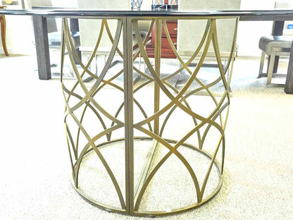 Round Brass Base Dining Table With Glass Top