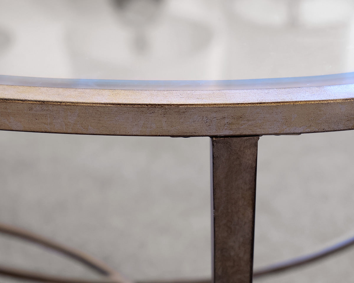 Oval Metal Patinaed Cocktail Table