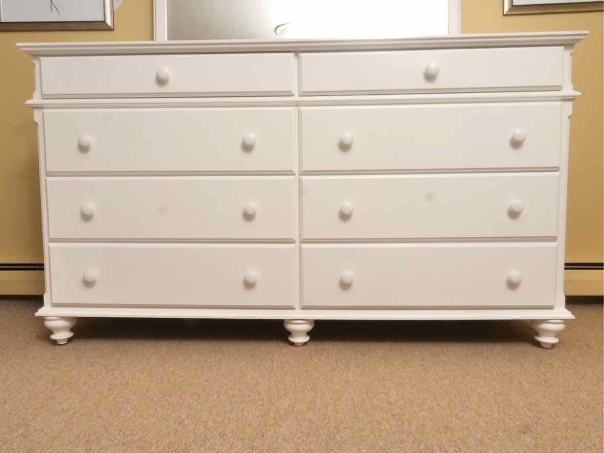 Vermont Tubbs  White Finish 8 Drawer Dresser & Wall Hung Mirror