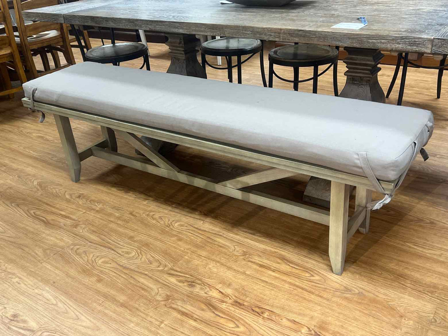 Trestle Grey Wash Dining Bench