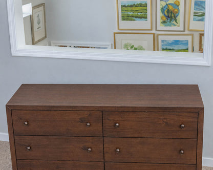 Crate & Barrel Six Drawer Dresser In Cocoa Finish W/ Bronze Knobs