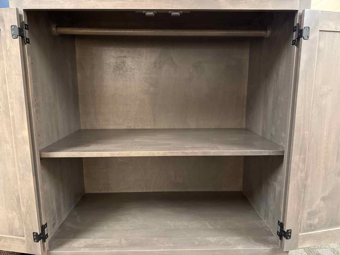 Three Drawer Two Shelf Washed Grey Armoire
