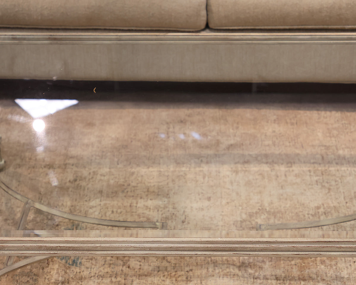 Perigold Sangiovese Cocktail Table in Ivory Finish with Glass Top