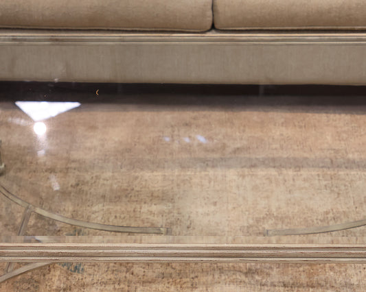 Perigold Sangiovese Cocktail Table in Ivory Finish with Glass Top
