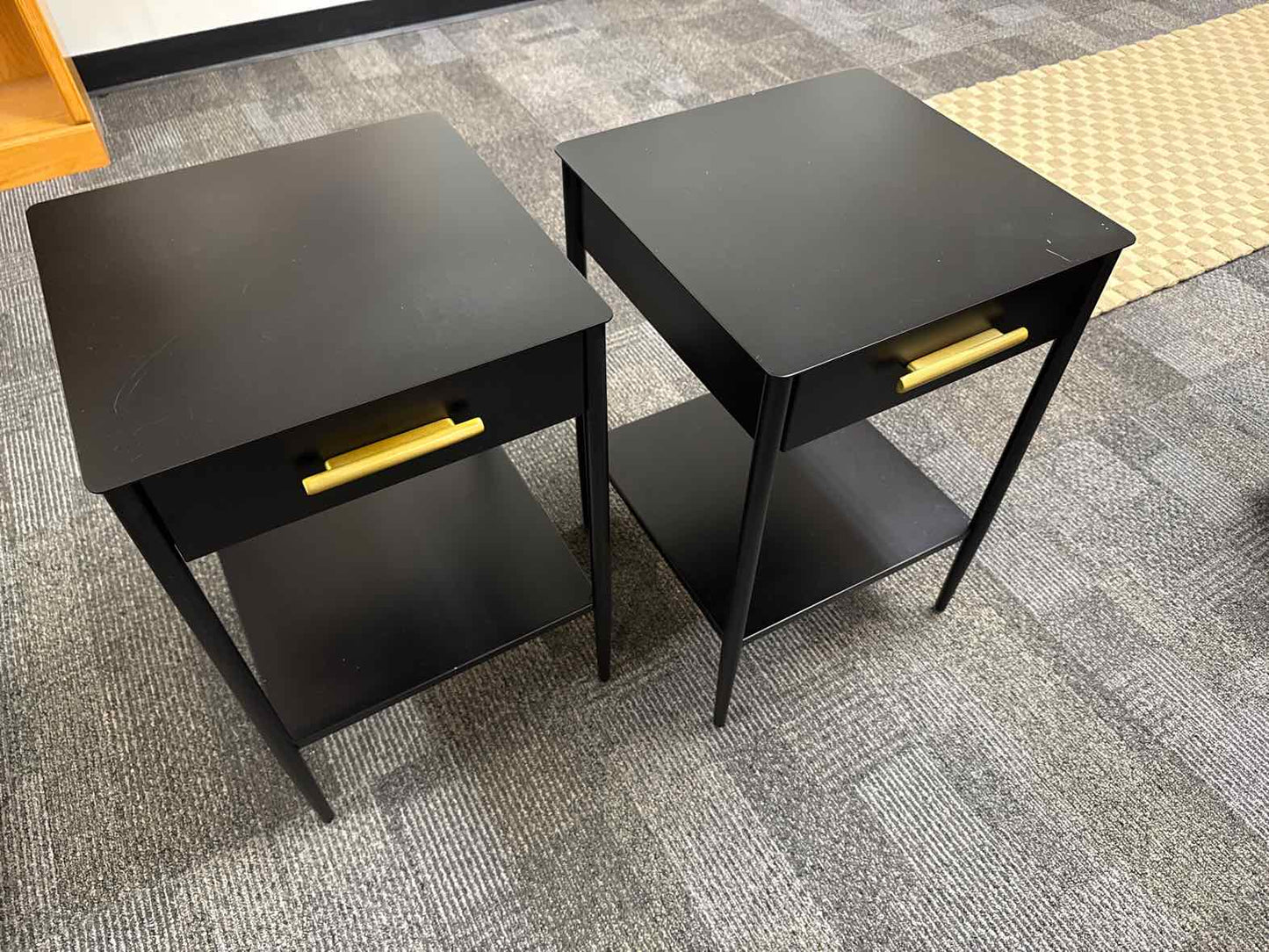Pair Of West Elm 'Metalwork' Mini Nightstands